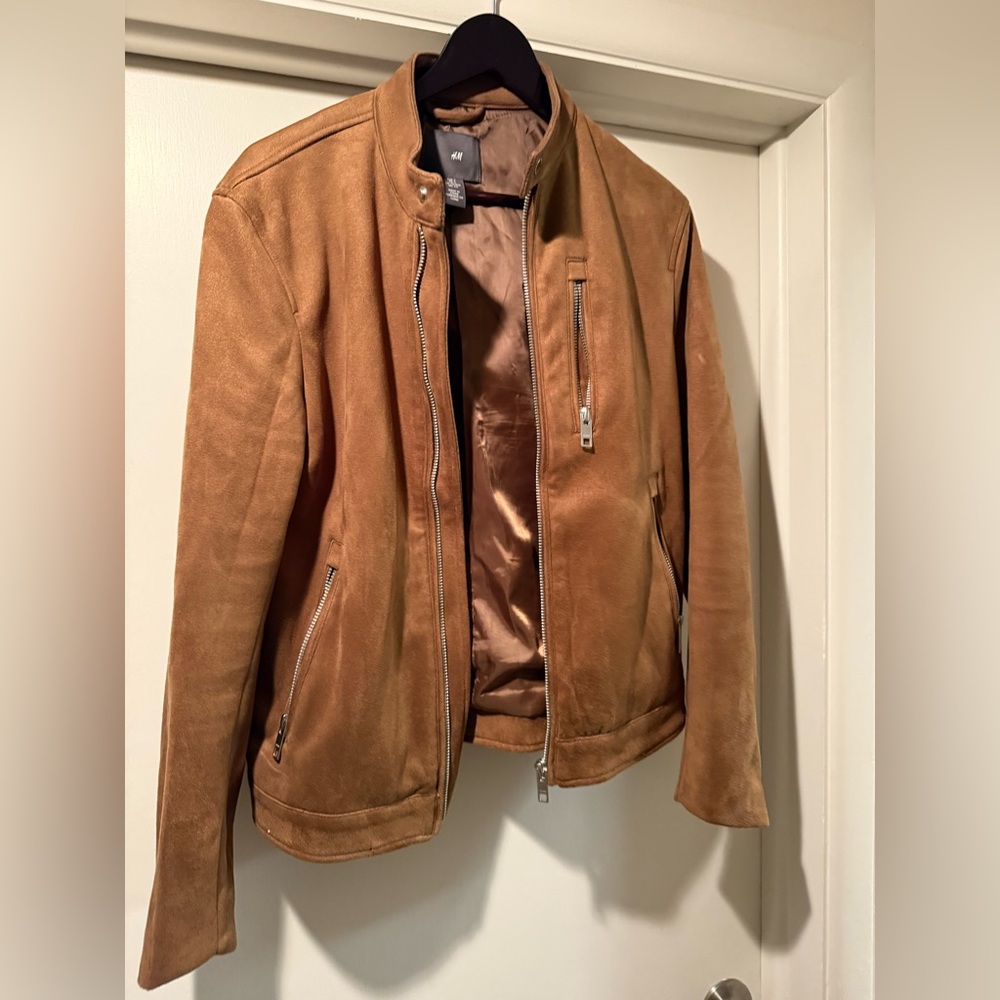 Small Faux Suede Deep Tan Moto Jacket